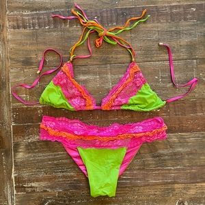 Beach Bunny Neon Lace Bikini